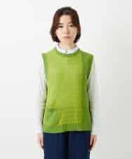 NHFEF13250 GIANNI LO GIUDICE(小さいサイズ)(メゾン ドゥ サンク) コットン杢ニットベスト ライトグリーン