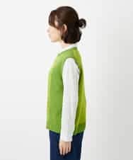 NHFEF13250 GIANNI LO GIUDICE(小さいサイズ)(メゾン ドゥ サンク) コットン杢ニットベスト ライトグリーン