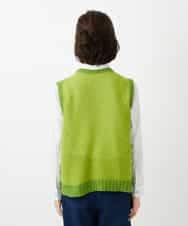 NHFEF13250 GIANNI LO GIUDICE(小さいサイズ)(メゾン ドゥ サンク) コットン杢ニットベスト ライトグリーン