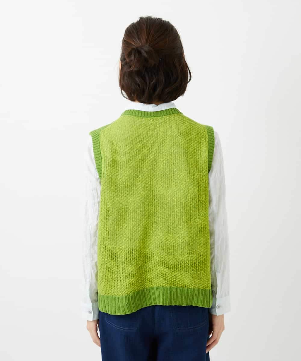 NHFEF13250 GIANNI LO GIUDICE(小さいサイズ)(メゾン ドゥ サンク) コットン杢ニットベスト ライトグリーン