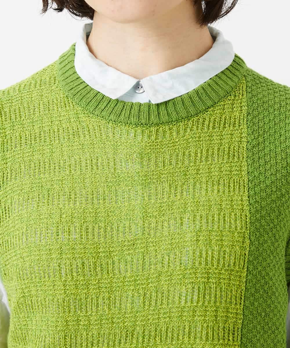 NHFEF13250 GIANNI LO GIUDICE(小さいサイズ)(メゾン ドゥ サンク) コットン杢ニットベスト ライトグリーン