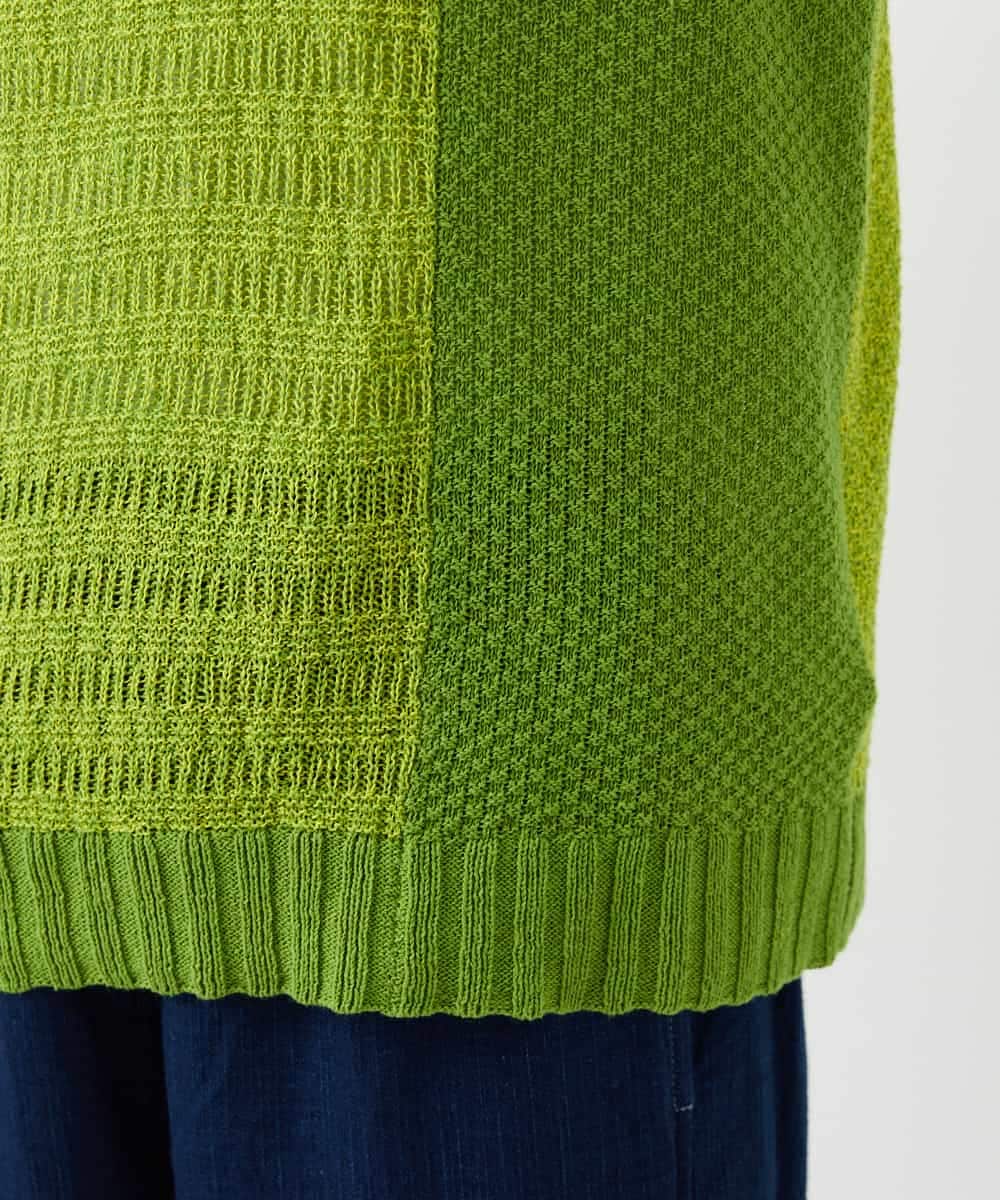 NHFEF13250 GIANNI LO GIUDICE(小さいサイズ)(メゾン ドゥ サンク) コットン杢ニットベスト ライトグリーン