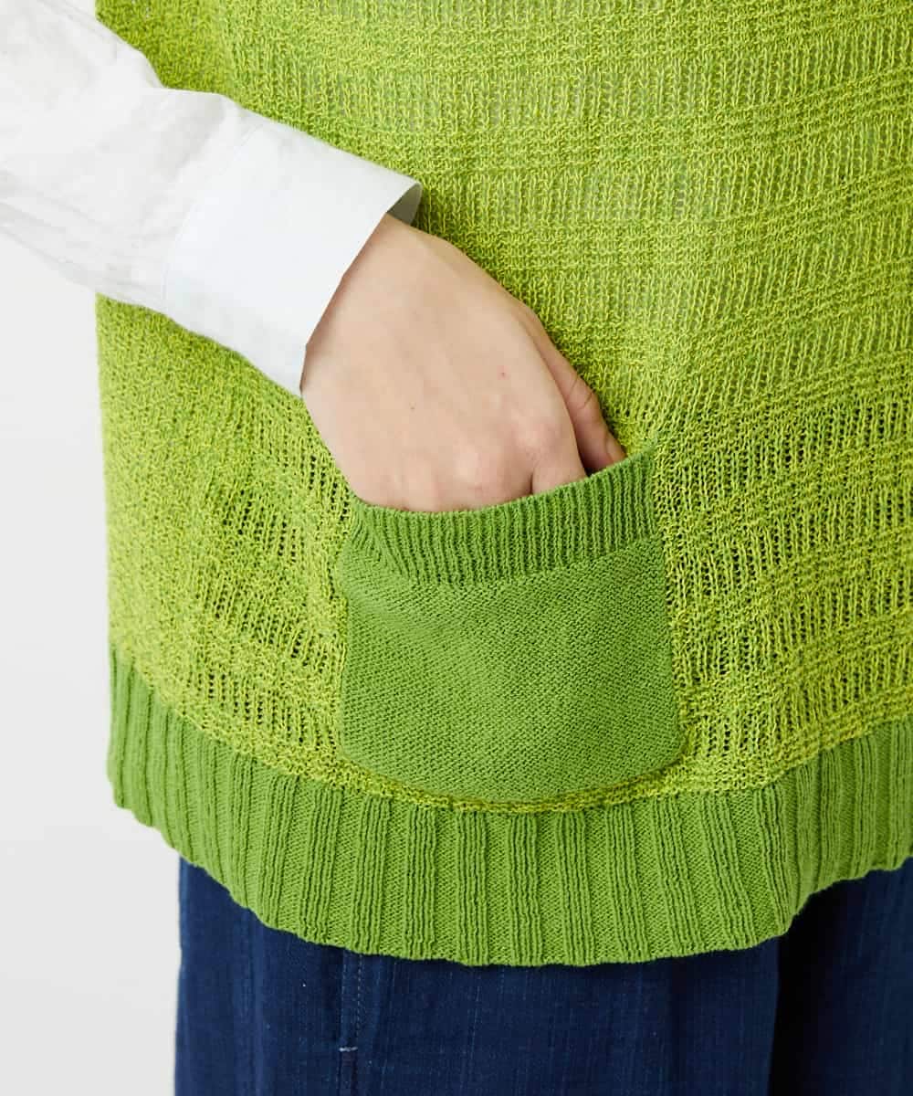 NHFEF13250 GIANNI LO GIUDICE(小さいサイズ)(メゾン ドゥ サンク) コットン杢ニットベスト ライトグリーン