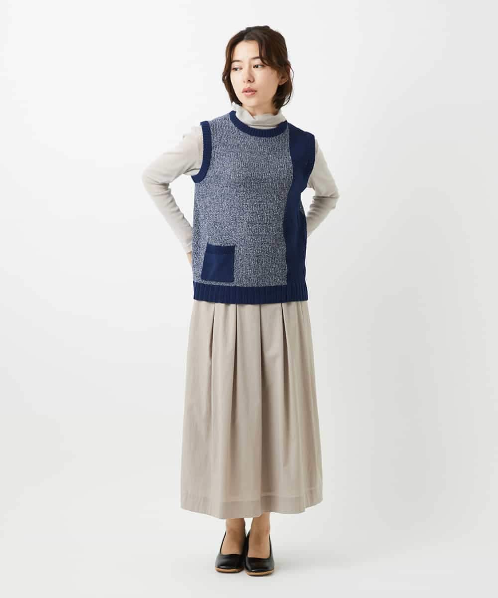 NHFEF13250 GIANNI LO GIUDICE(小さいサイズ)(メゾン ドゥ サンク) コットン杢ニットベスト ライトグリーン