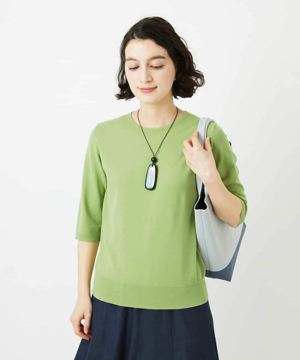 NHFEF80150 GIANNI LO GIUDICE(小さいサイズ)(メゾン ドゥ サンク) [アンサンブル対応]クルーネックニットプルオーバー グリーン