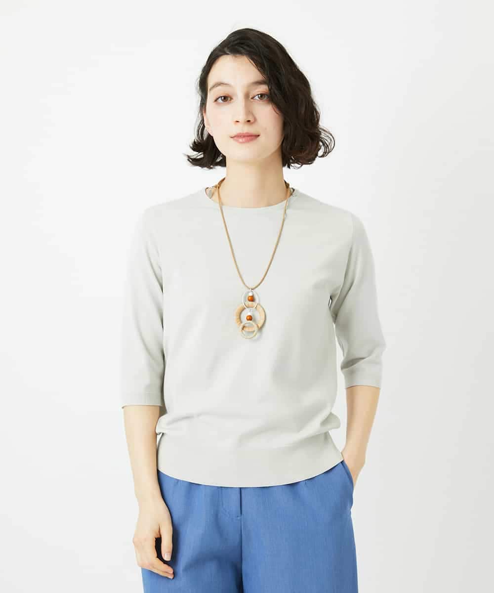 NHFEF80150 GIANNI LO GIUDICE(小さいサイズ)(メゾン ドゥ サンク) [アンサンブル対応]クルーネックニットプルオーバー ライトグレー