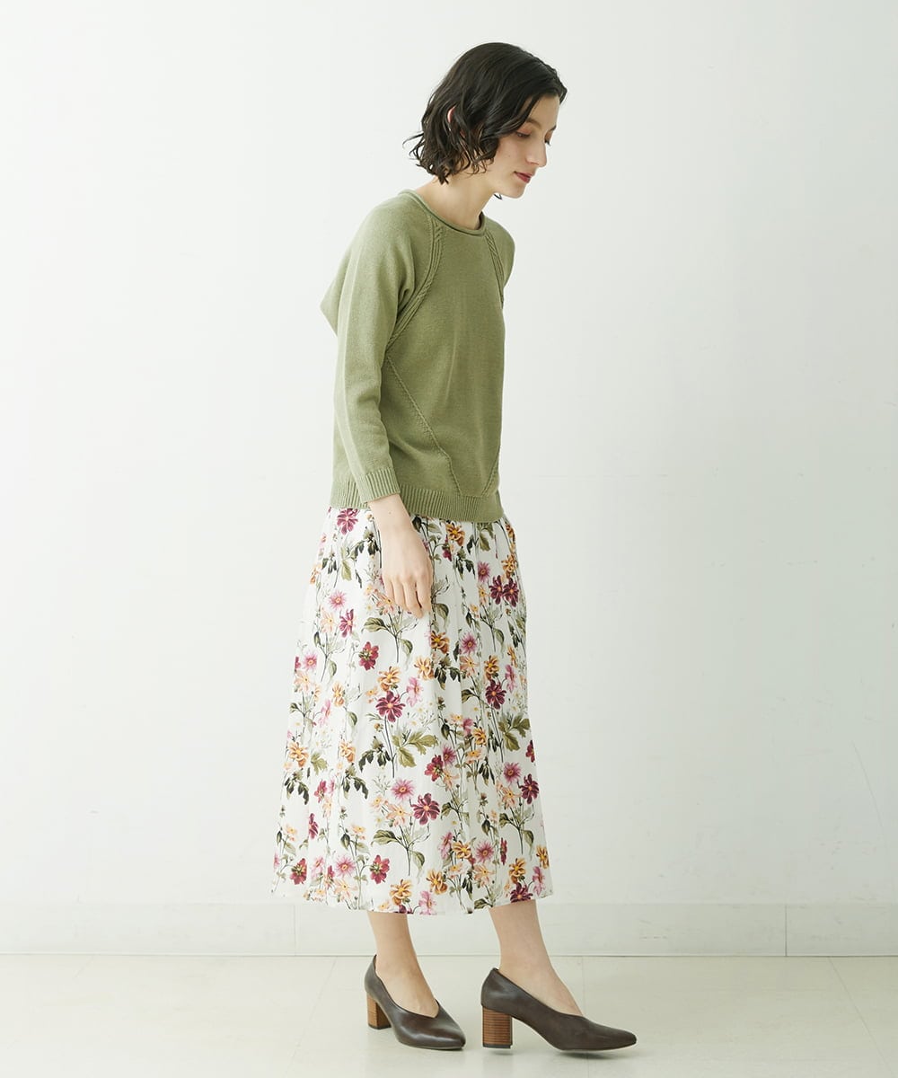 NHFET10210 GIANNI LO GIUDICE(小さいサイズ)(メゾン ドゥ サンク) [洗える]綿ギマニットプルオーバー イエローグリーン