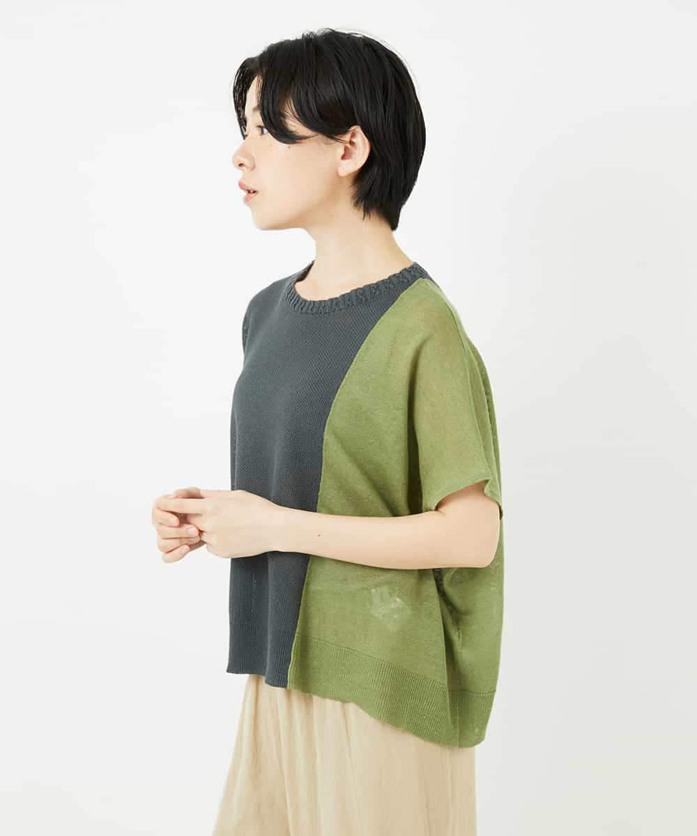 NHFGA40260 GIANNI LO GIUDICE(小さいサイズ)(メゾン ドゥ サンク) バイカラーニットプルオーバー ネイビー系