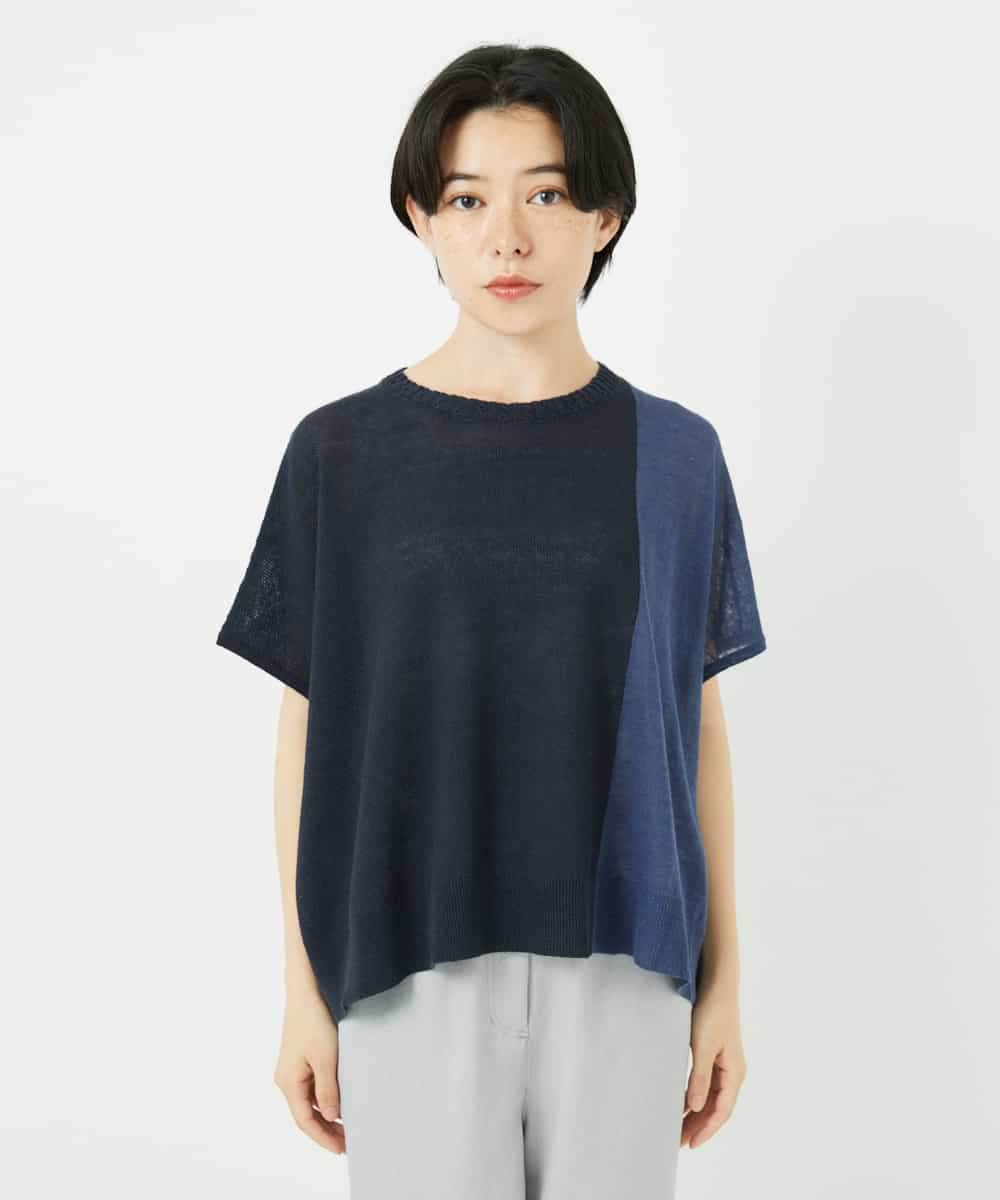 NHFGA40260 GIANNI LO GIUDICE(小さいサイズ)(メゾン ドゥ サンク) バイカラーニットプルオーバー ネイビー系