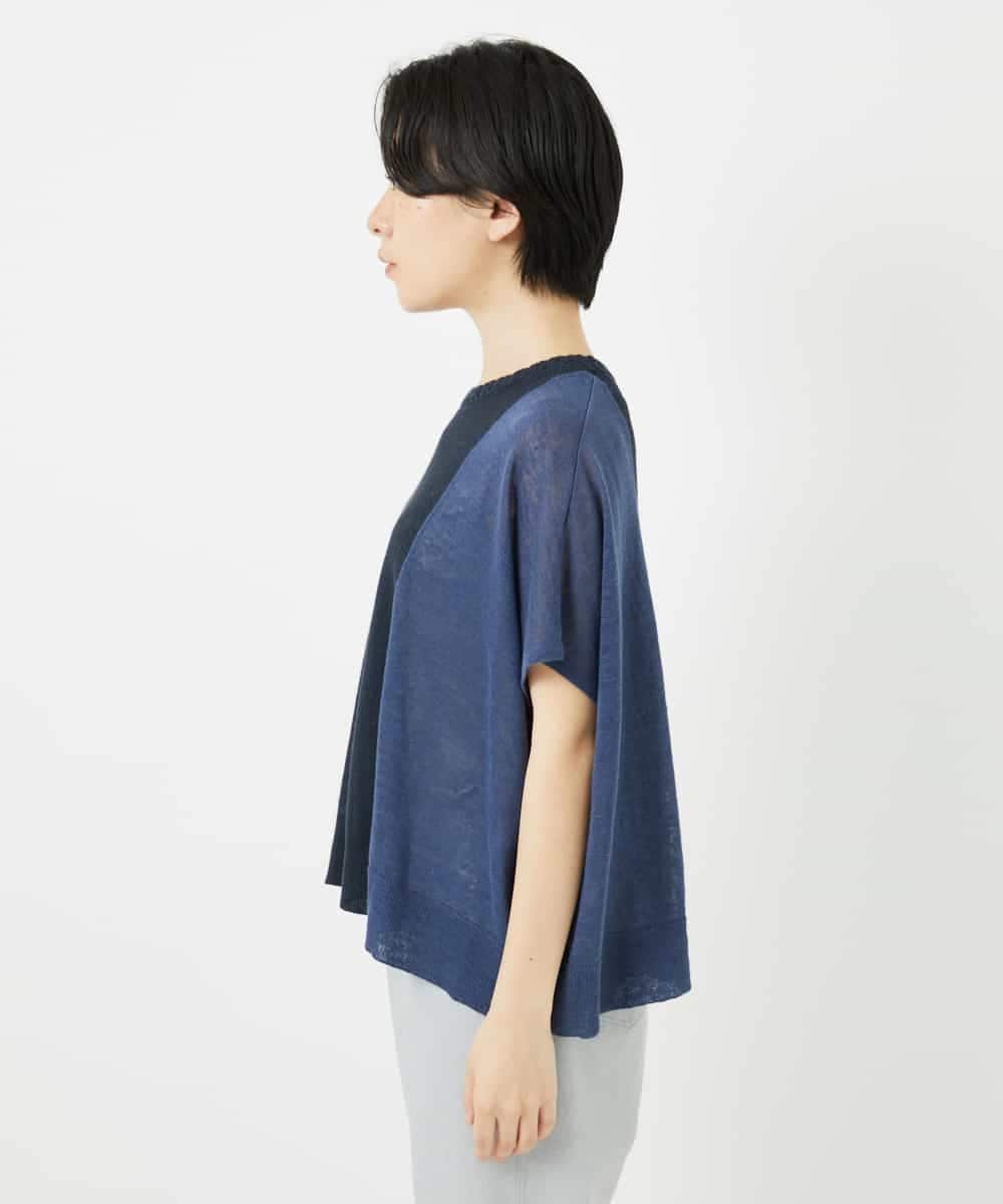 NHFGA40260 GIANNI LO GIUDICE(小さいサイズ)(メゾン ドゥ サンク) バイカラーニットプルオーバー ネイビー系