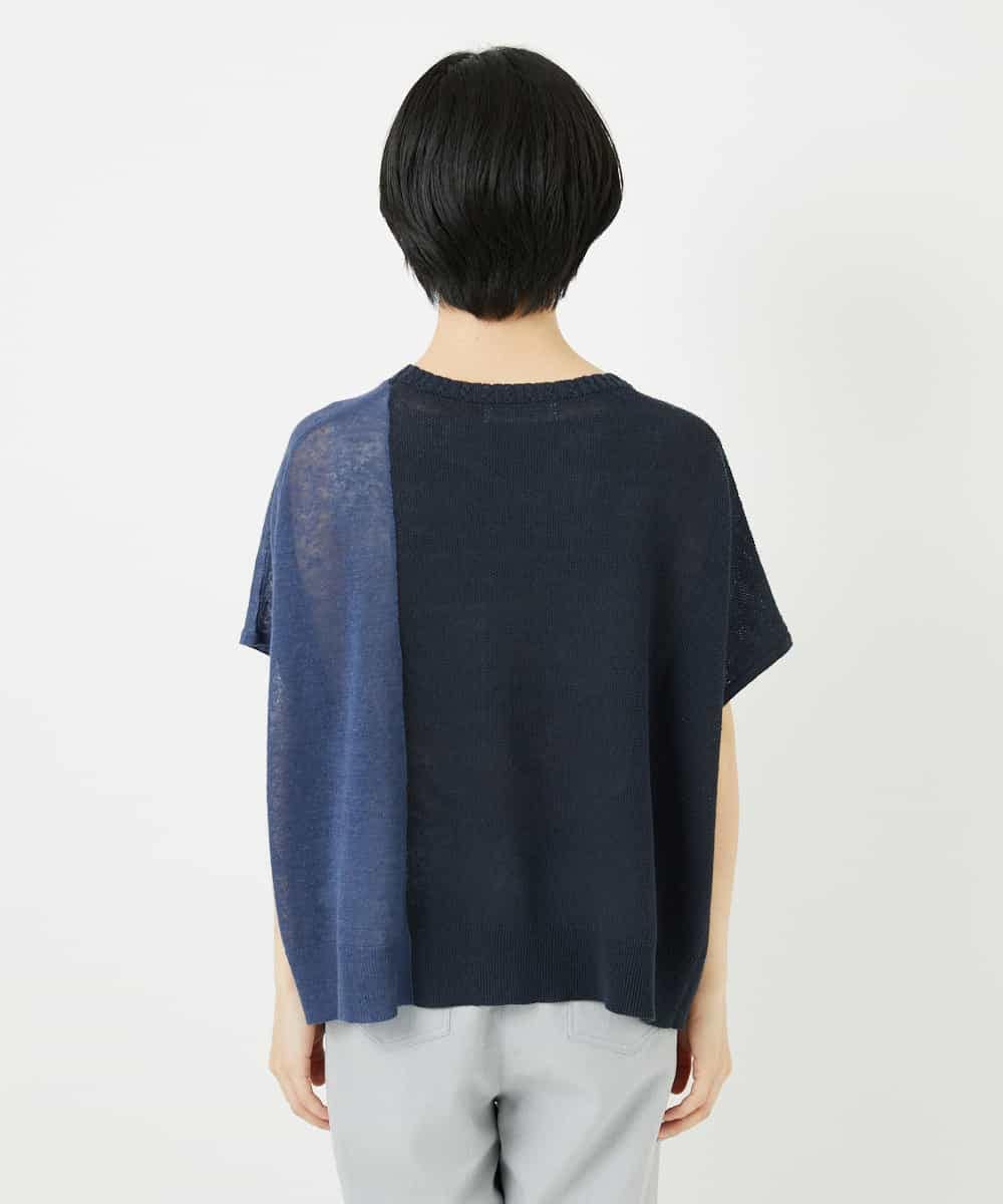 NHFGA40260 GIANNI LO GIUDICE(小さいサイズ)(メゾン ドゥ サンク) バイカラーニットプルオーバー ネイビー系