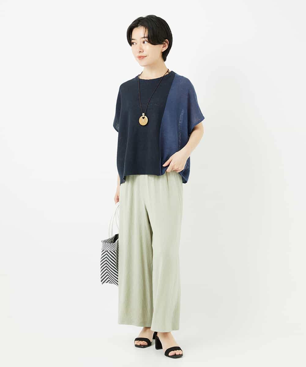NHFGA40260 GIANNI LO GIUDICE(小さいサイズ)(メゾン ドゥ サンク) バイカラーニットプルオーバー ネイビー系
