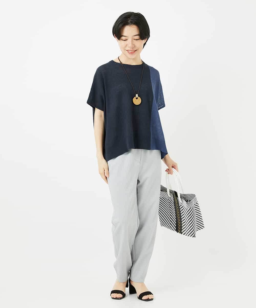 NHFGA40260 GIANNI LO GIUDICE(小さいサイズ)(メゾン ドゥ サンク) バイカラーニットプルオーバー ネイビー系