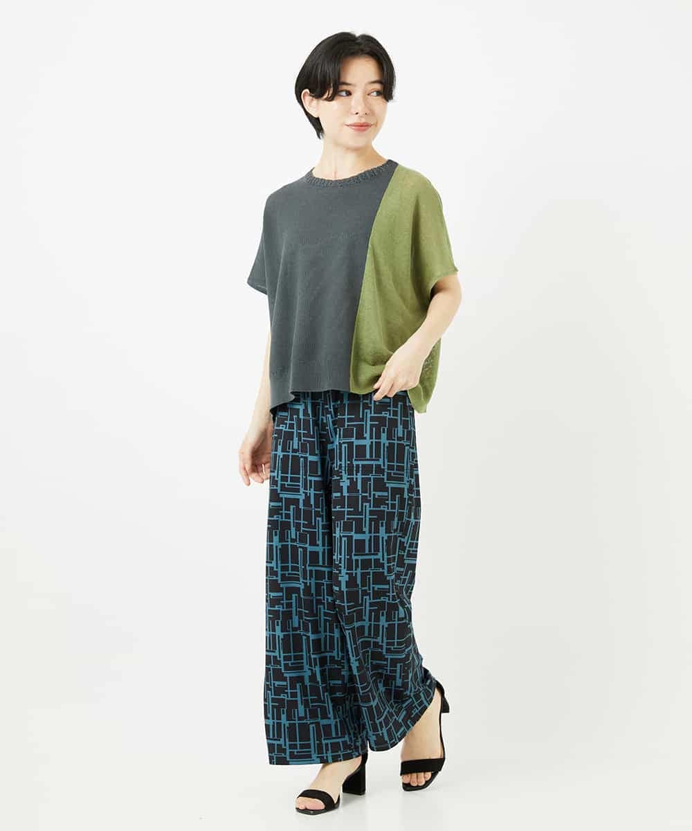 NHFGA40260 GIANNI LO GIUDICE(小さいサイズ)(メゾン ドゥ サンク) バイカラーニットプルオーバー ネイビー系