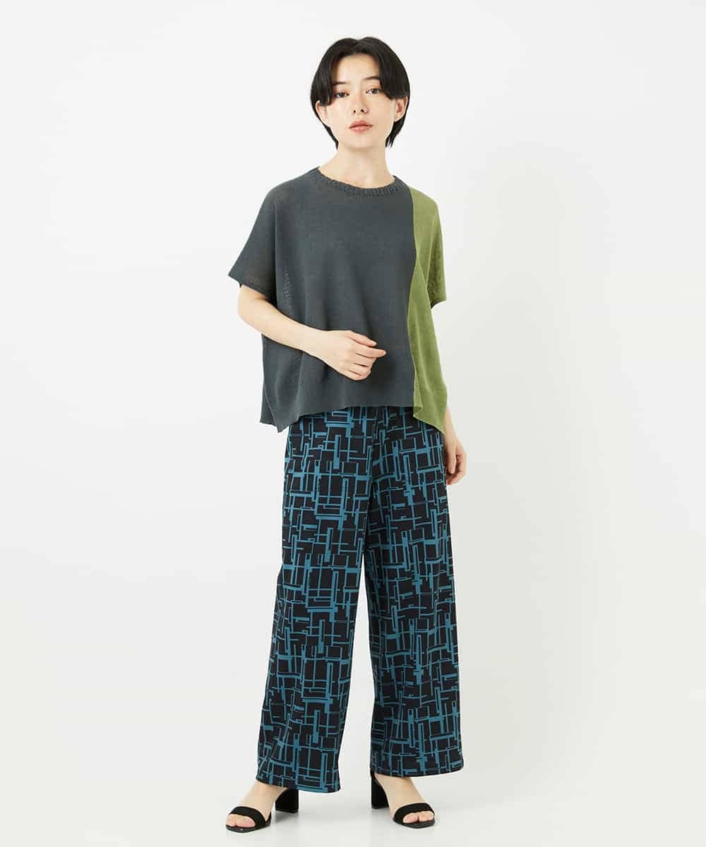 NHFGA40260 GIANNI LO GIUDICE(小さいサイズ)(メゾン ドゥ サンク) バイカラーニットプルオーバー ネイビー系
