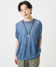 NHFGB01220 GIANNI LO GIUDICE(小さいサイズ)(メゾン ドゥ サンク) アイレットフラワーニットベスト ブルー
