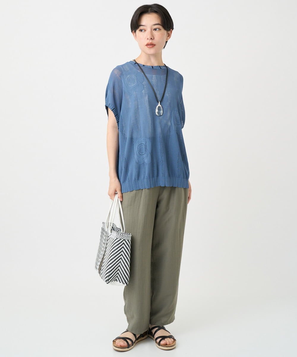NHFGB01220 GIANNI LO GIUDICE(小さいサイズ)(メゾン ドゥ サンク) アイレットフラワーニットベスト ブルー