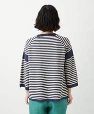 NHFGE40230 GIANNI LO GIUDICE(小さいサイズ)(メゾン ドゥ サンク) ペーパーヤーンボーダーニット ネイビー