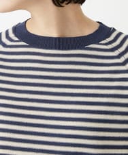 NHFGE40230 GIANNI LO GIUDICE(小さいサイズ)(メゾン ドゥ サンク) ペーパーヤーンボーダーニット ネイビー