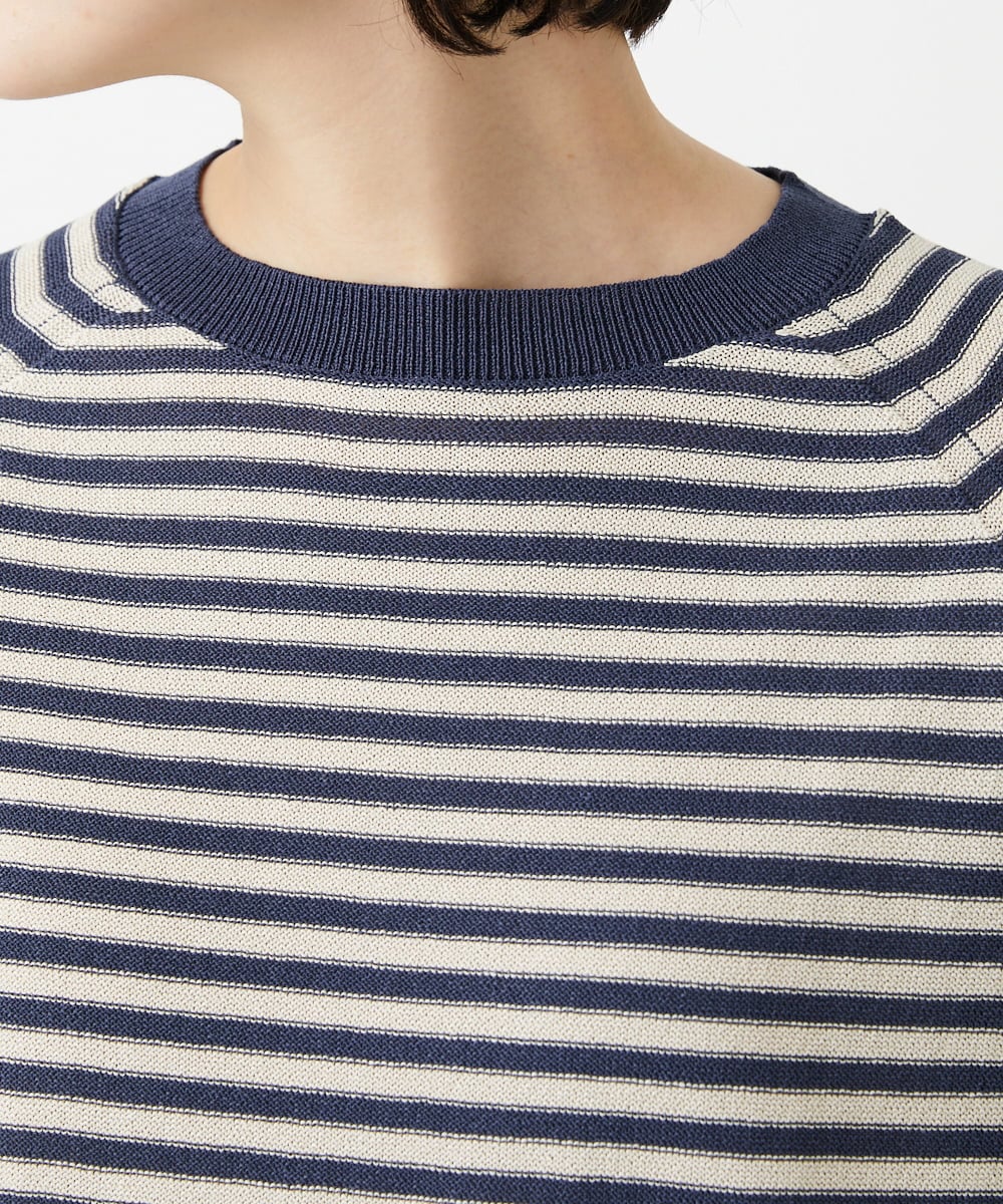 NHFGE40230 GIANNI LO GIUDICE(小さいサイズ)(メゾン ドゥ サンク) ペーパーヤーンボーダーニット ネイビー