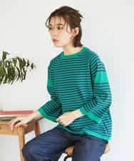 NHFGE40230 GIANNI LO GIUDICE(小さいサイズ)(メゾン ドゥ サンク) ペーパーヤーンボーダーニット ネイビー