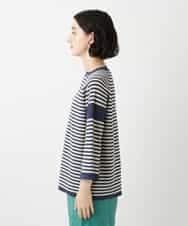 NHFGE40230 GIANNI LO GIUDICE(小さいサイズ)(メゾン ドゥ サンク) ペーパーヤーンボーダーニット ネイビー