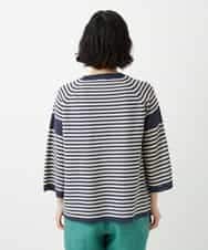 NHFGE40230 GIANNI LO GIUDICE(小さいサイズ)(メゾン ドゥ サンク) ペーパーヤーンボーダーニット ネイビー