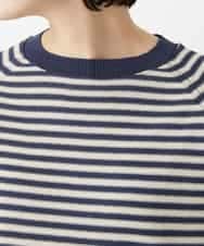 NHFGE40230 GIANNI LO GIUDICE(小さいサイズ)(メゾン ドゥ サンク) ペーパーヤーンボーダーニット ネイビー