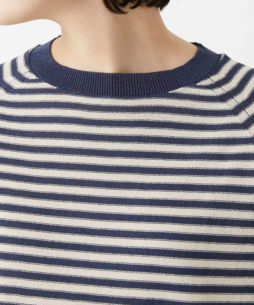 NHFGE40230 GIANNI LO GIUDICE(小さいサイズ)(メゾン ドゥ サンク) ペーパーヤーンボーダーニット ネイビー