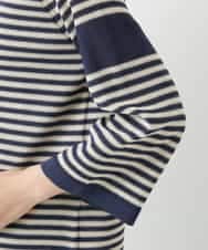 NHFGE40230 GIANNI LO GIUDICE(小さいサイズ)(メゾン ドゥ サンク) ペーパーヤーンボーダーニット ネイビー