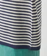 NHFGE40230 GIANNI LO GIUDICE(小さいサイズ)(メゾン ドゥ サンク) ペーパーヤーンボーダーニット ネイビー