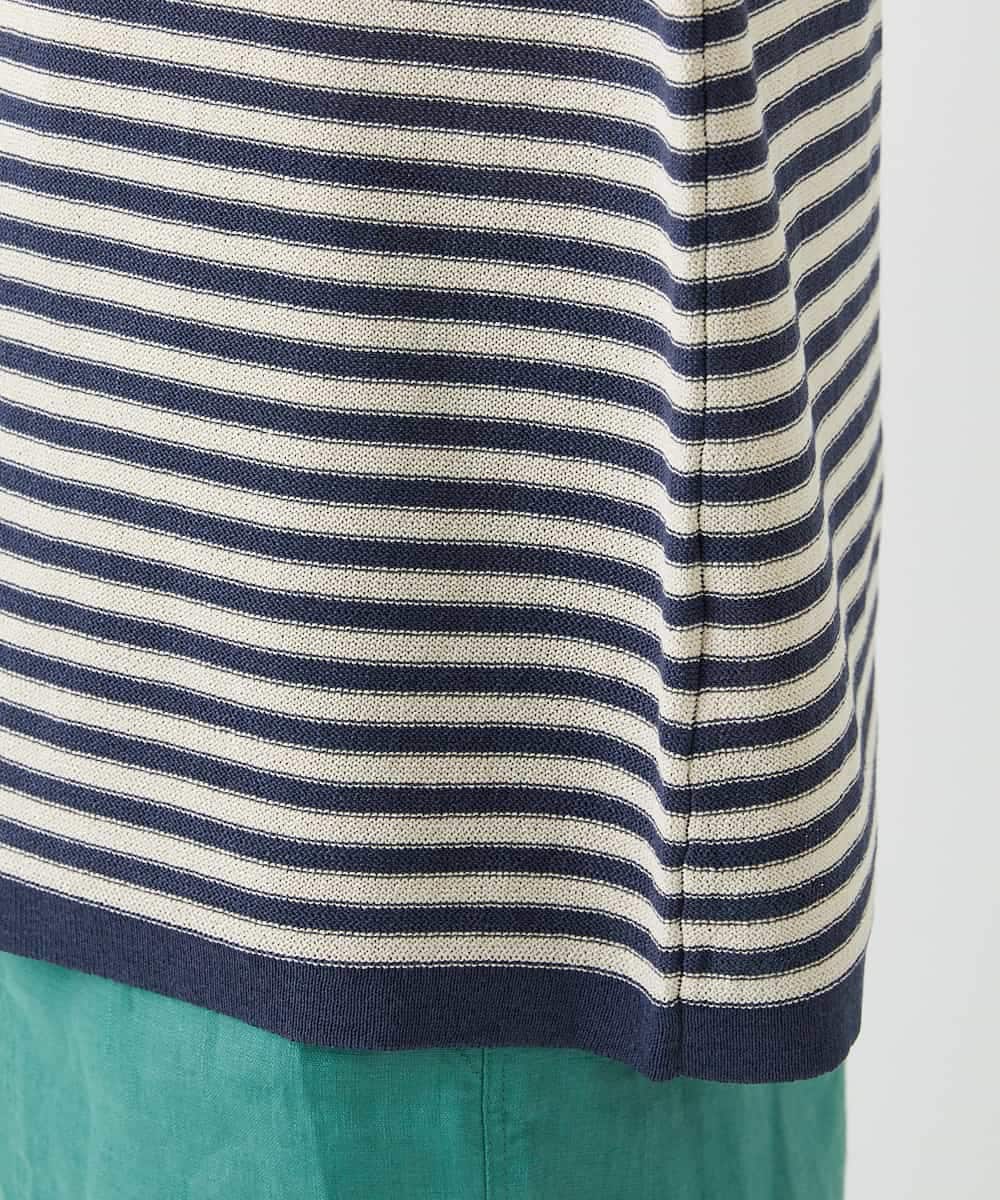 NHFGE40230 GIANNI LO GIUDICE(小さいサイズ)(メゾン ドゥ サンク) ペーパーヤーンボーダーニット ネイビー