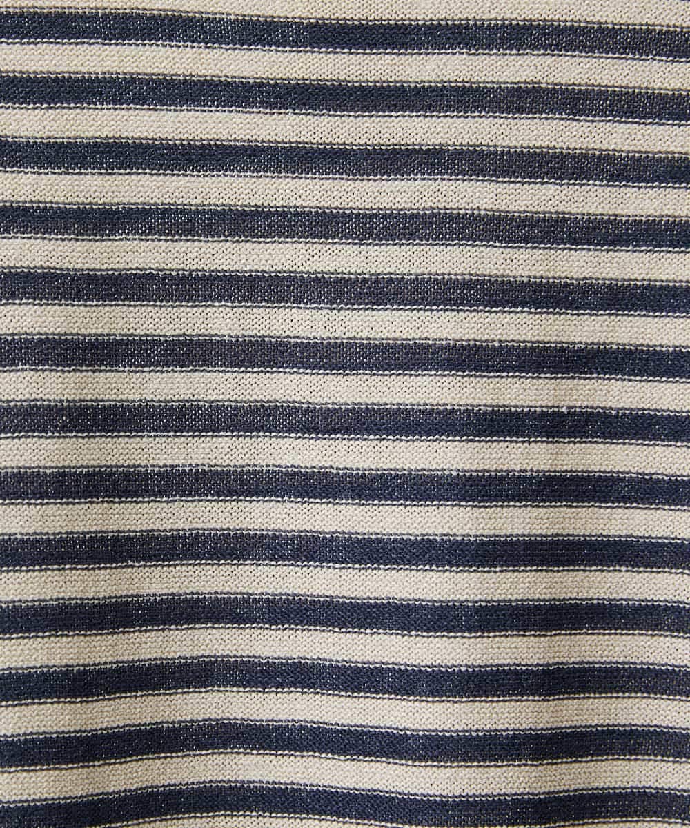 NHFGE40230 GIANNI LO GIUDICE(小さいサイズ)(メゾン ドゥ サンク) ペーパーヤーンボーダーニット ネイビー