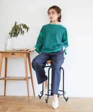 NHFGE40230 GIANNI LO GIUDICE(小さいサイズ)(メゾン ドゥ サンク) ペーパーヤーンボーダーニット ネイビー