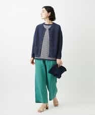 NHFGE40230 GIANNI LO GIUDICE(小さいサイズ)(メゾン ドゥ サンク) ペーパーヤーンボーダーニット ネイビー