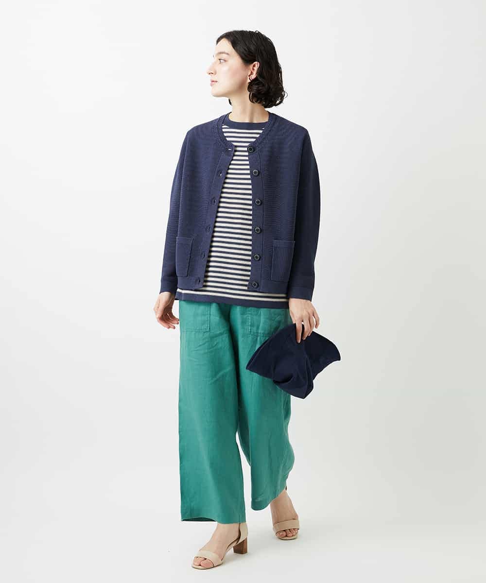 NHFGE40230 GIANNI LO GIUDICE(小さいサイズ)(メゾン ドゥ サンク) ペーパーヤーンボーダーニット ネイビー