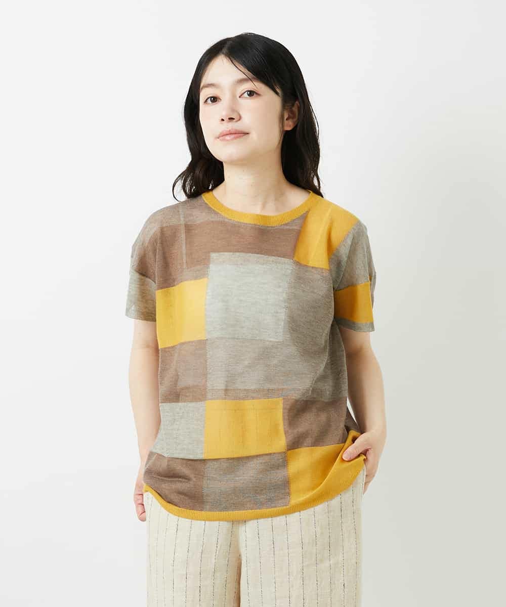 NHFGE50250 GIANNI LO GIUDICE(小さいサイズ)(メゾン ドゥ サンク) [アンサンブル対応]LEVITAサマーニット マスタード系