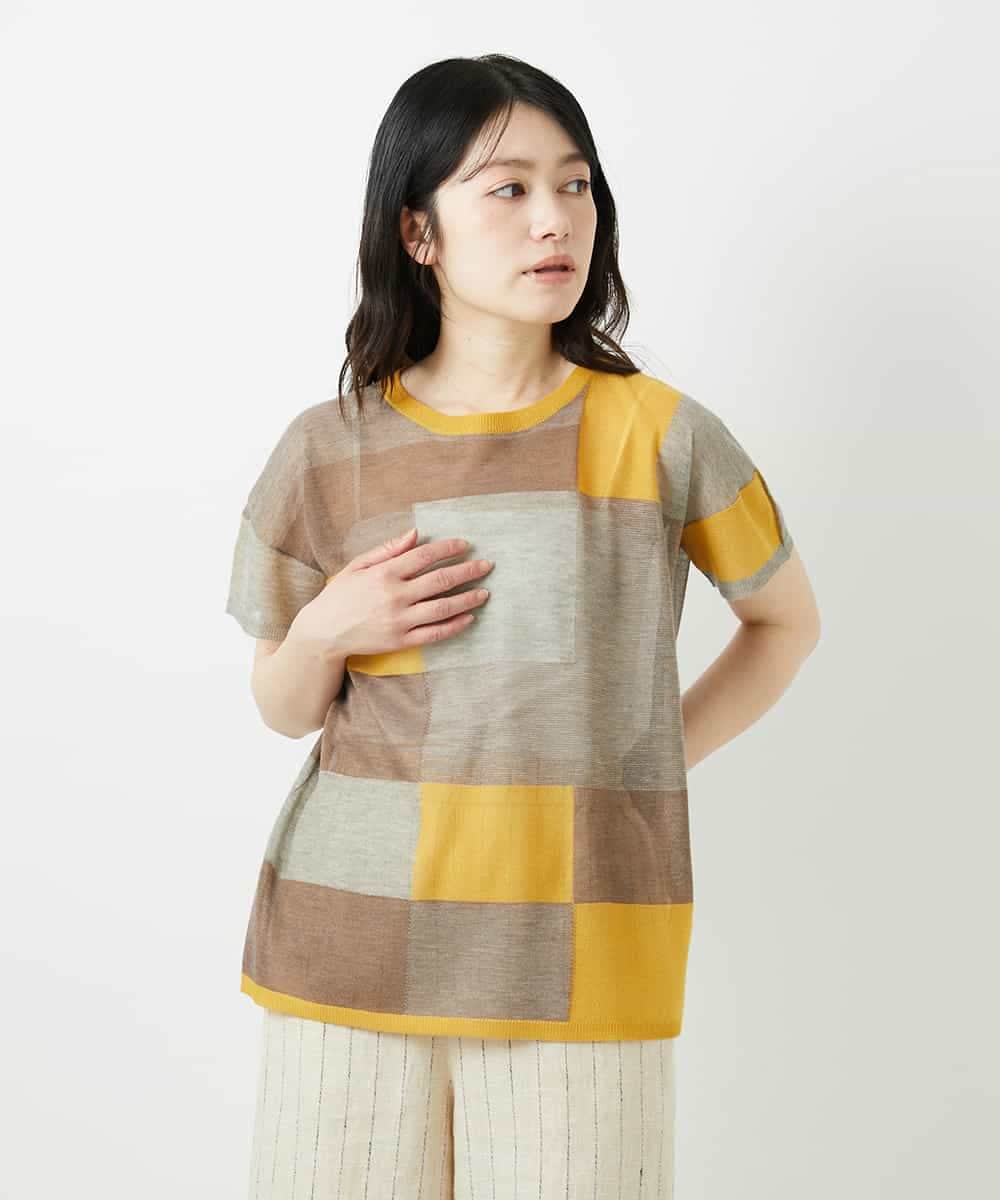 NHFGE50250 GIANNI LO GIUDICE(小さいサイズ)(メゾン ドゥ サンク) [アンサンブル対応]LEVITAサマーニット マスタード系