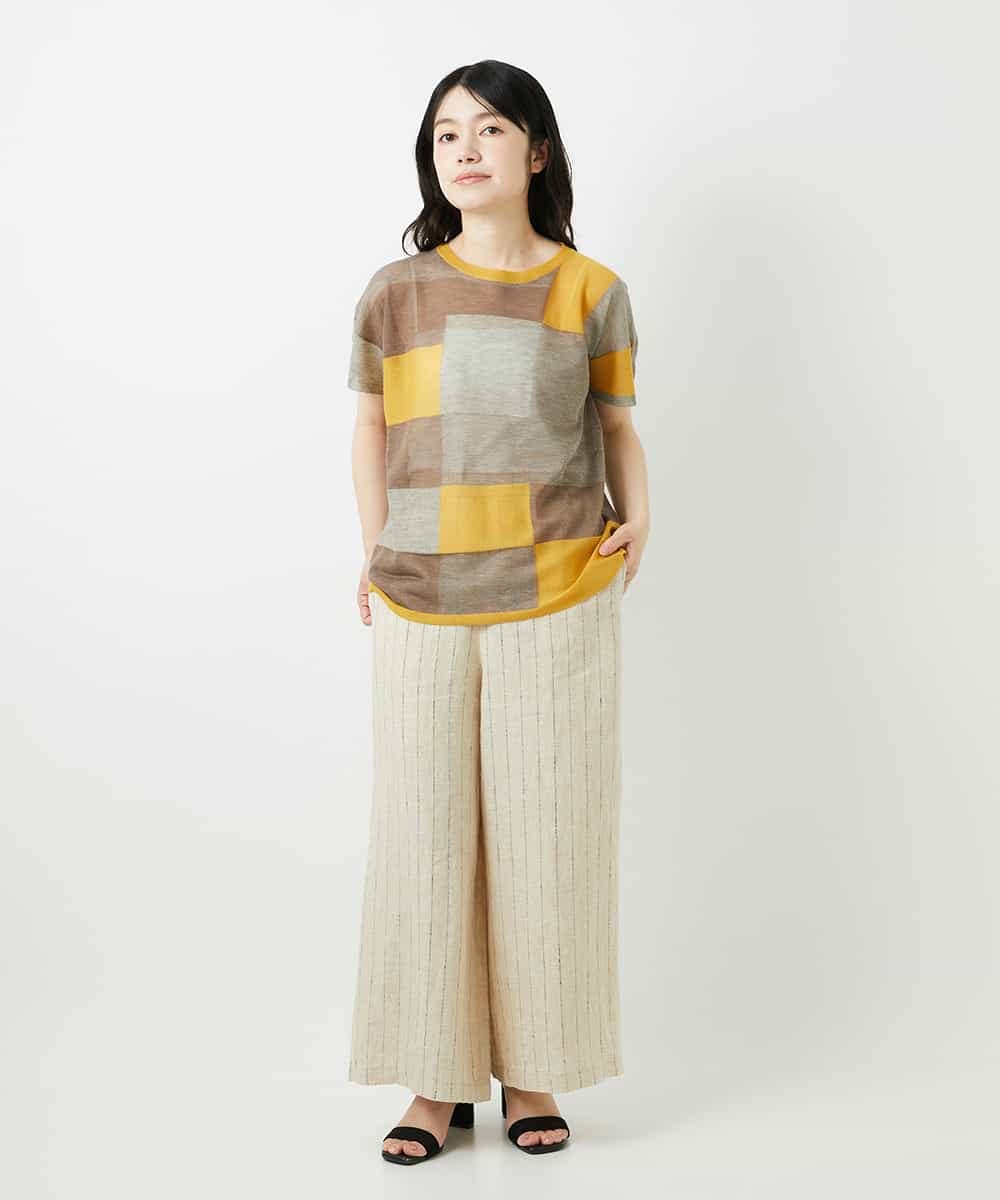 NHFGE50250 GIANNI LO GIUDICE(小さいサイズ)(メゾン ドゥ サンク) [アンサンブル対応]LEVITAサマーニット マスタード系