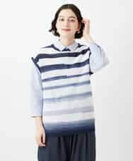 NHFGF40230 GIANNI LO GIUDICE(小さいサイズ)(メゾン ドゥ サンク) カスリボーダーニットベスト ネイビー