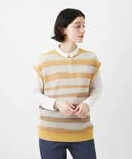 NHFGF40230 GIANNI LO GIUDICE(小さいサイズ)(メゾン ドゥ サンク) カスリボーダーニットベスト ネイビー