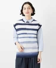 NHFGF40230 GIANNI LO GIUDICE(小さいサイズ)(メゾン ドゥ サンク) カスリボーダーニットベスト ネイビー