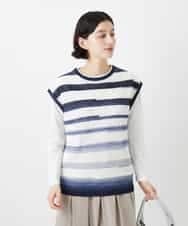 NHFGF40230 GIANNI LO GIUDICE(小さいサイズ)(メゾン ドゥ サンク) カスリボーダーニットベスト ネイビー