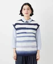 NHFGF40230 GIANNI LO GIUDICE(小さいサイズ)(メゾン ドゥ サンク) カスリボーダーニットベスト ネイビー