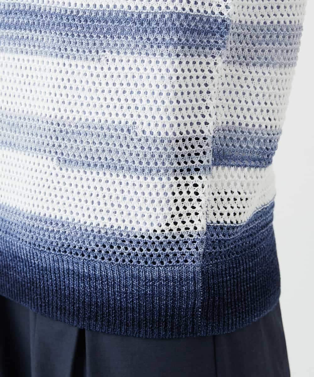 NHFGF40230 GIANNI LO GIUDICE(小さいサイズ)(メゾン ドゥ サンク) カスリボーダーニットベスト ネイビー