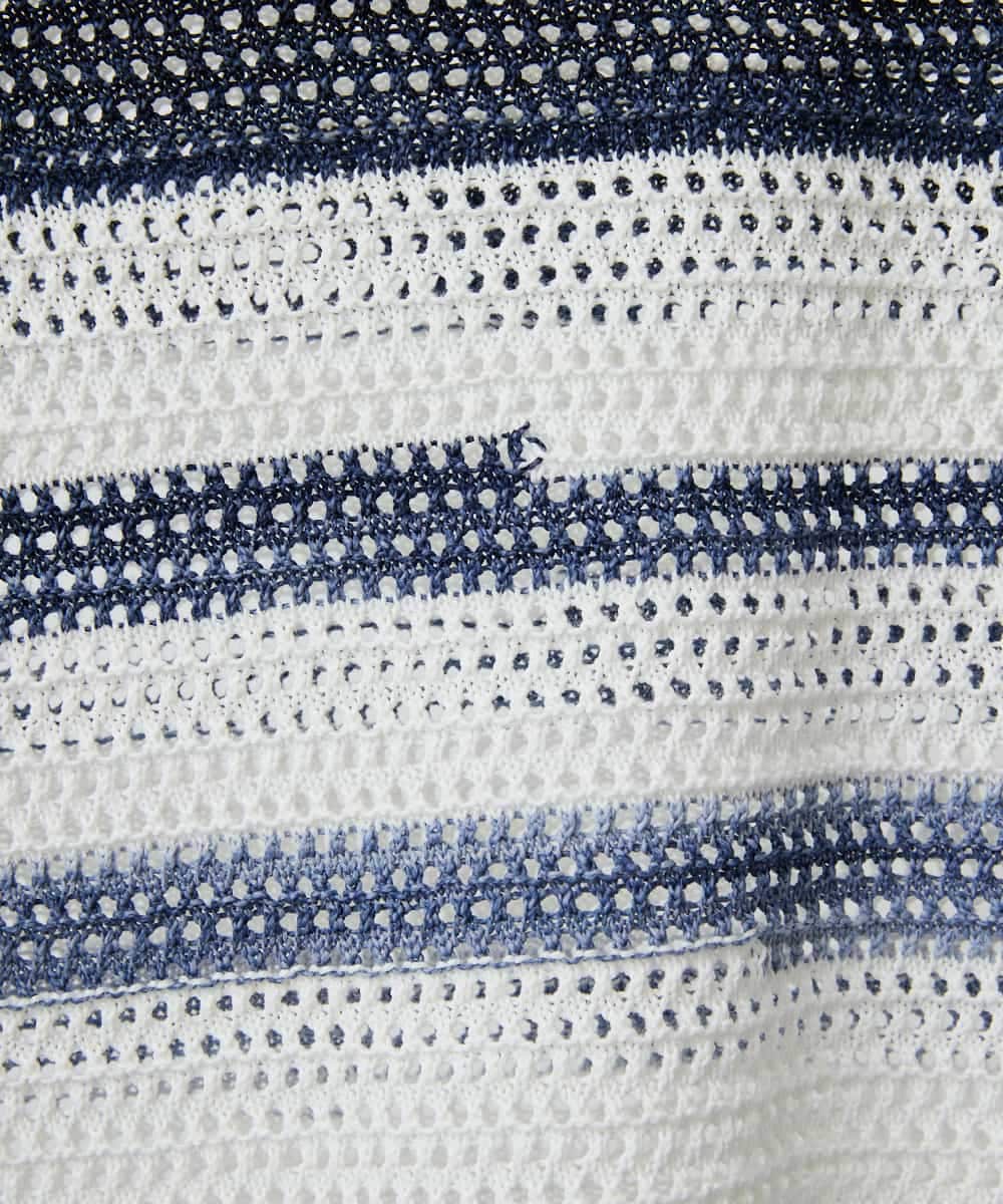 NHFGF40230 GIANNI LO GIUDICE(小さいサイズ)(メゾン ドゥ サンク) カスリボーダーニットベスト ネイビー