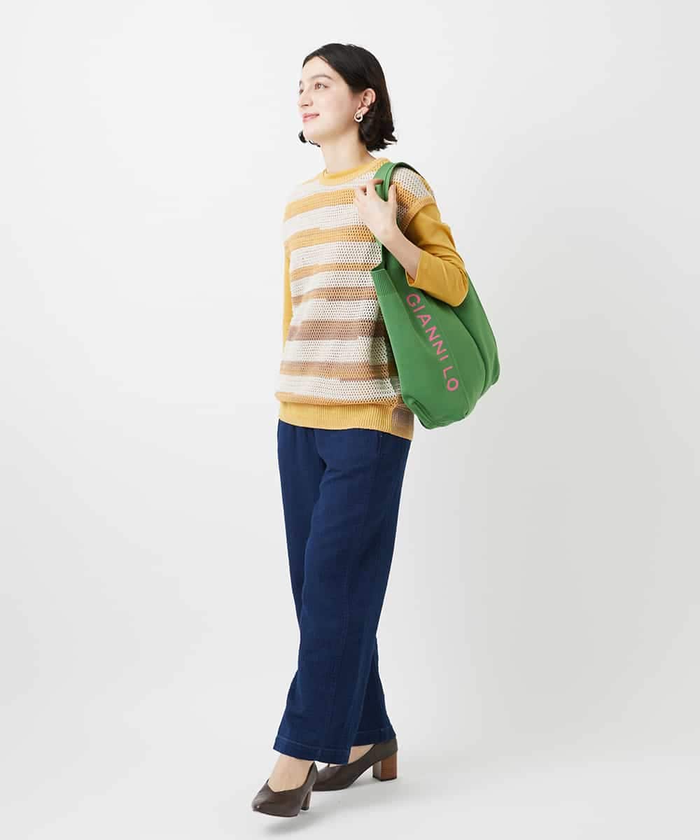 NHFGF40230 GIANNI LO GIUDICE(小さいサイズ)(メゾン ドゥ サンク) カスリボーダーニットベスト ネイビー