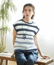 NHFGF40230 GIANNI LO GIUDICE(小さいサイズ)(メゾン ドゥ サンク) カスリボーダーニットベスト ネイビー