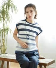 NHFGF40230 GIANNI LO GIUDICE(小さいサイズ)(メゾン ドゥ サンク) カスリボーダーニットベスト ネイビー