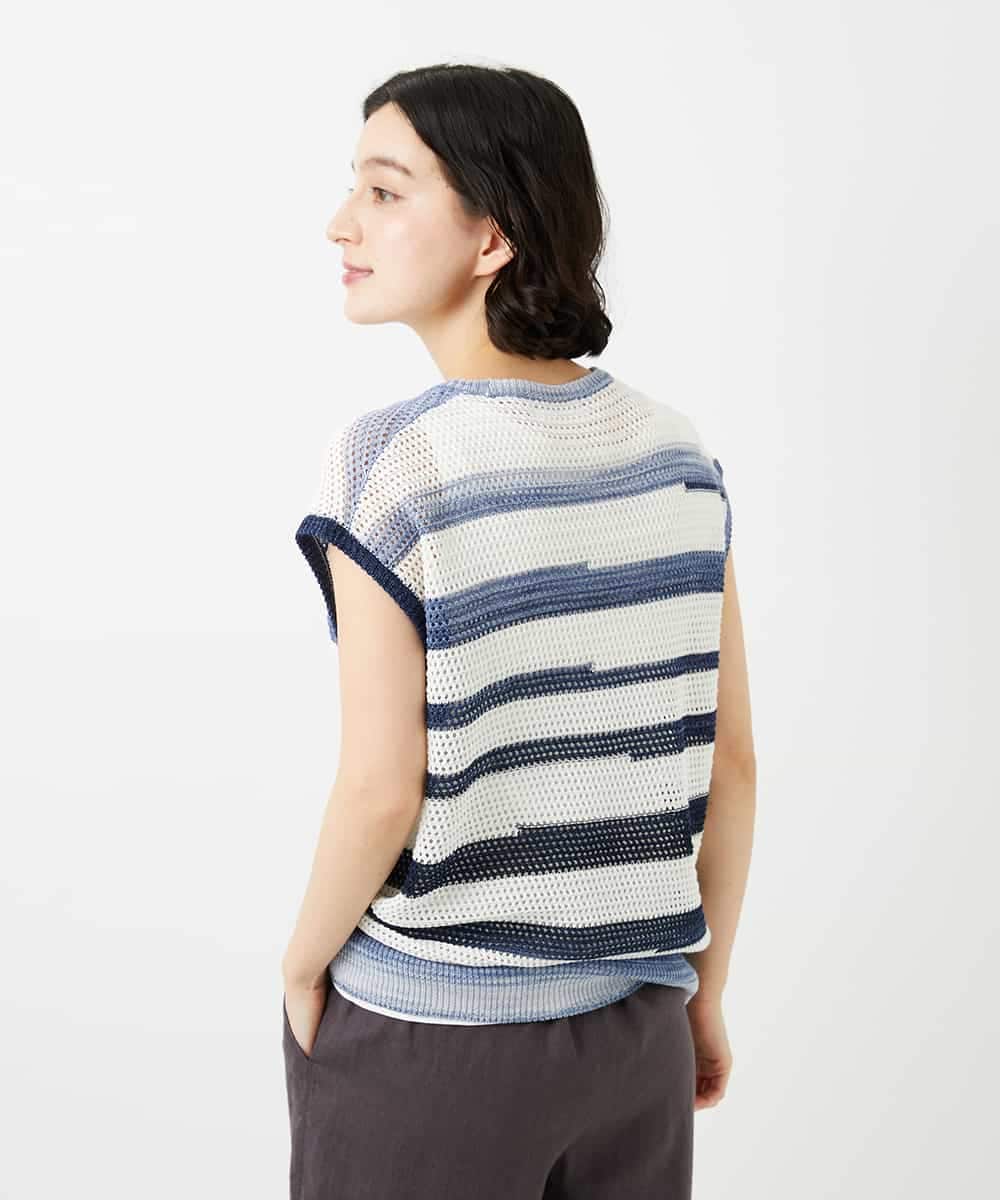 NHFGF40230 GIANNI LO GIUDICE(小さいサイズ)(メゾン ドゥ サンク) カスリボーダーニットベスト ネイビー